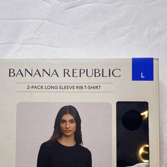 Banana Republic Long Sleeve Rib T-Shirt 2-Pack in Black and White - Picture 2 of 7